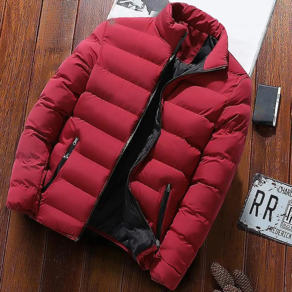 Men's puffer jacket with insulation and side pockets